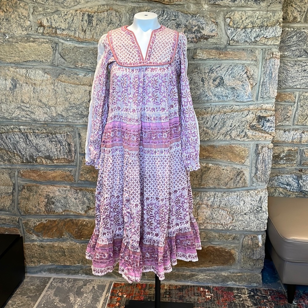 Matta size xs printed tiered midi dress new with tags